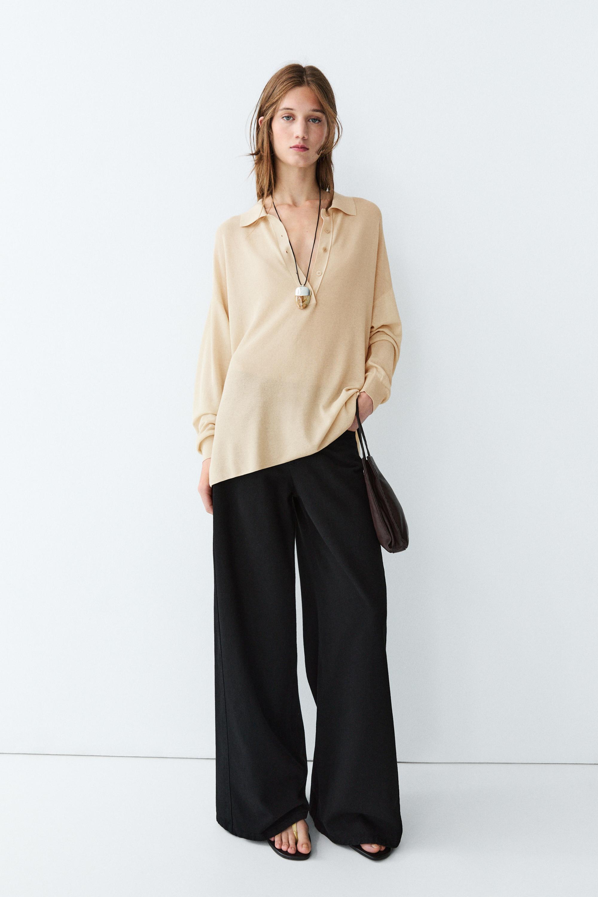 Cotton and silk blend polo sweater